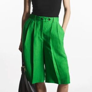 COS tailored linen-blend bermuda shorts size 4
